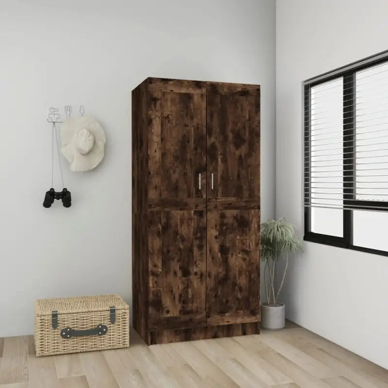 Kledingkast van bewerkt hout voor elegante en praktische opbergruimte - Gerookt eiken / 1 - Kledingkasten