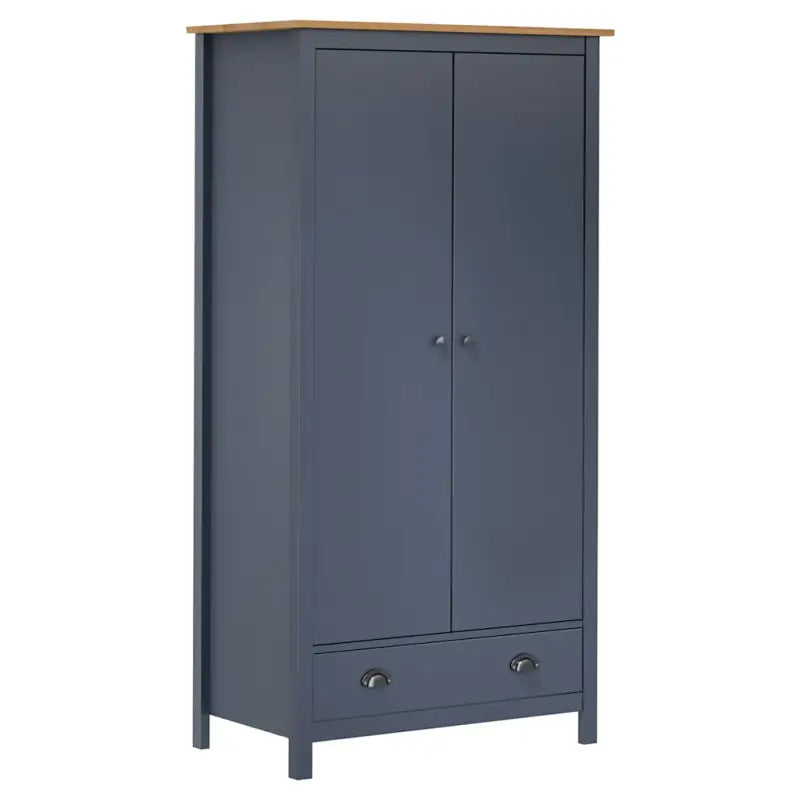 Kledingkast van massief grenenhout met groot vak voor modern interieur - Grijs / 1 - Kledingkasten