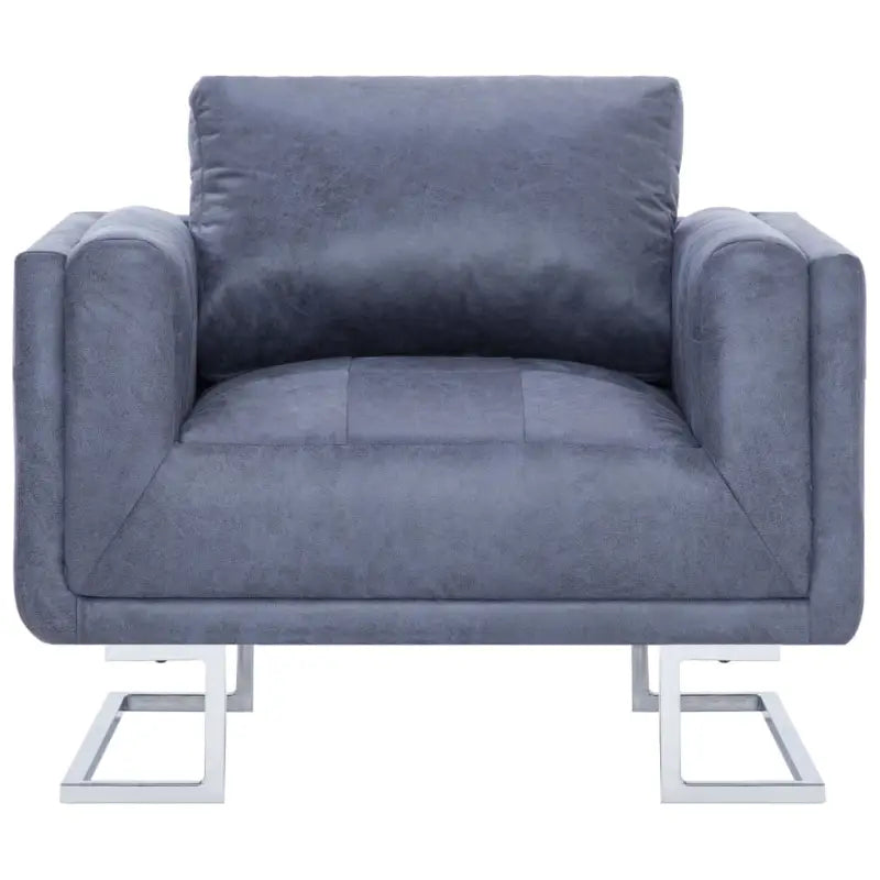 Kubus fauteuil met houten frame en verchroomde poten voor stijlvol comfort - Grijs / 1 - Fauteuils & Relaxfauteuils