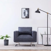 Kubus fauteuil met houten frame en verchroomde poten voor stijlvol comfort - Grijs / 1 - Fauteuils & Relaxfauteuils