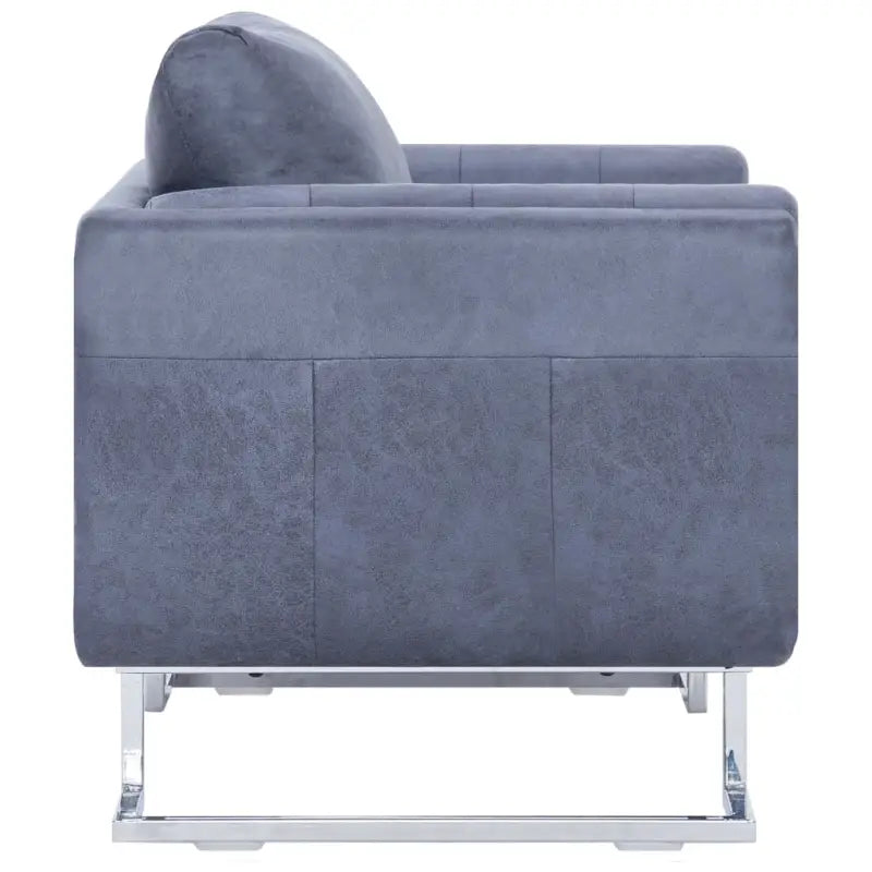 Kubus fauteuil met houten frame en verchroomde poten voor stijlvol comfort - Grijs / 1 - Fauteuils & Relaxfauteuils