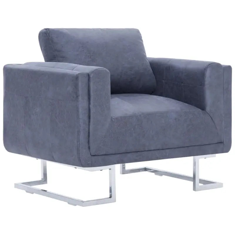 Kubus fauteuil met houten frame en verchroomde poten voor stijlvol comfort - Grijs / 1 - Fauteuils & Relaxfauteuils