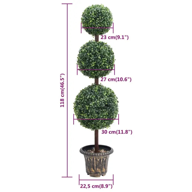 Kunstbuxus met driedubbele bolvorm voor binnen en buiten gebruik - Kunstplanten