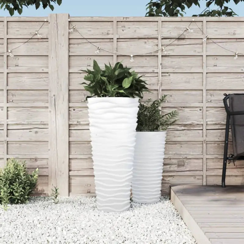 Kunststof binnenbak voor bloempotten en plantenbakken met geribbelde uitstraling - Wit / 45 l / 1 - Bloempotten &