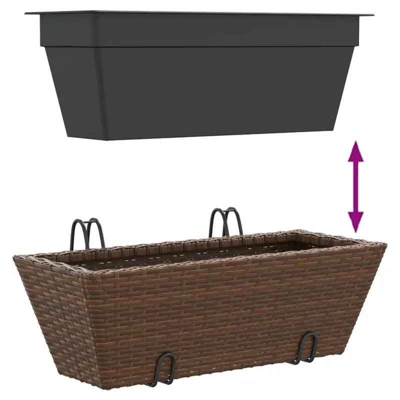 Kunststof pot met poly rattan uitstraling voor bloemen en planten - Bloempotten & plantenbakken