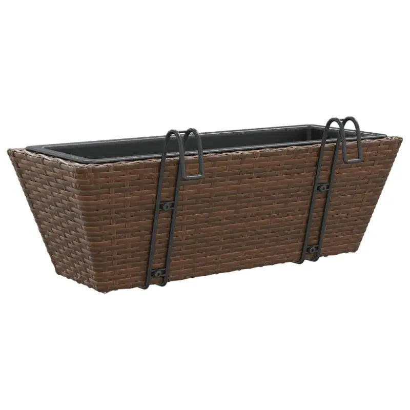 Kunststof pot met poly rattan uitstraling voor bloemen en planten - Bloempotten & plantenbakken
