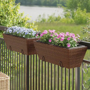 Kunststof pot met poly rattan uitstraling voor bloemen en planten - Bloempotten & plantenbakken