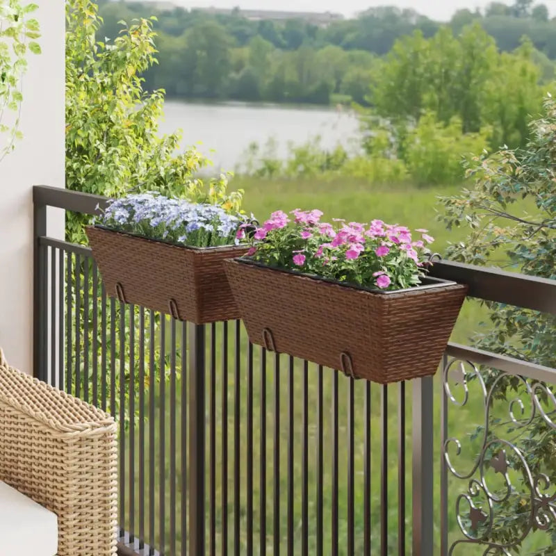 Kunststof pot met poly rattan uitstraling voor bloemen en planten - Bloempotten & plantenbakken