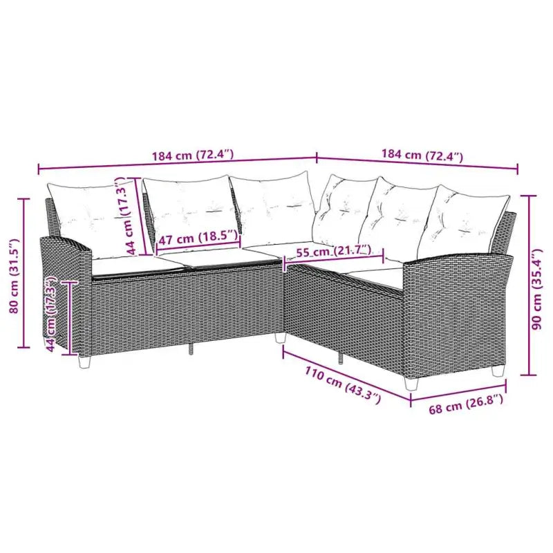 L-vormige bank met poly rattan voor een comfortabele zitervaring buiten - Tuinsets