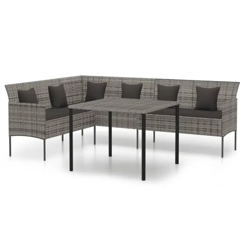 L-vormige bank tuinset met poly rattan en gepoedercoat staal - Tuinsets