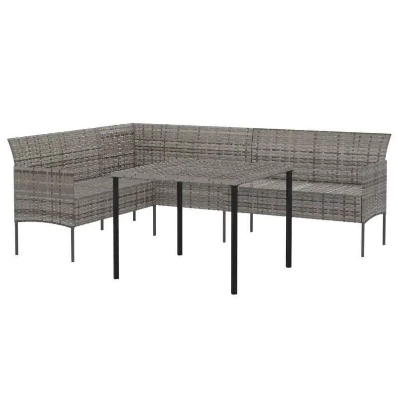 L-vormige bank tuinset met poly rattan en gepoedercoat staal - Tuinsets