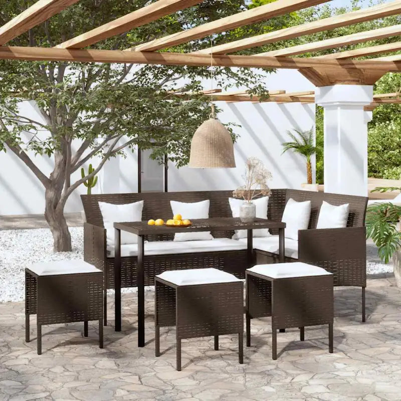 L-vormige bank Tuinset voor comfortabele outdoor ontspanning - Bruin - Tuinsets