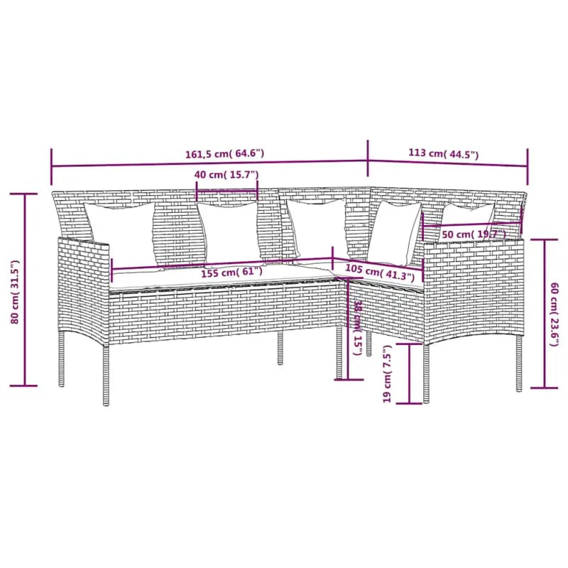 L-vormige bank Tuinset voor comfortabele outdoor ontspanning - Tuinsets