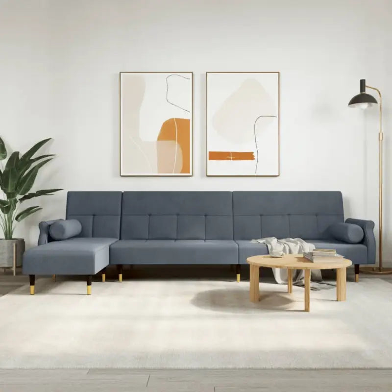 L-vormige slaapbank met chaise longue en hoogte voet voor kleine ruimtes - Banken