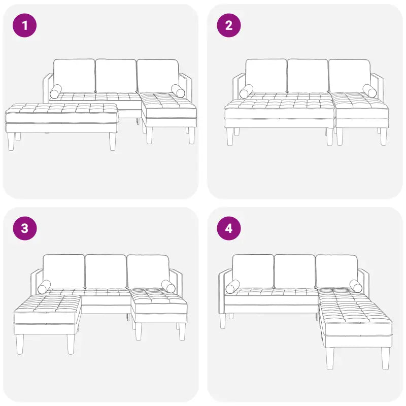 L-vormige sofa set met modulaire ontwerp en lichte grijze stof - Banken