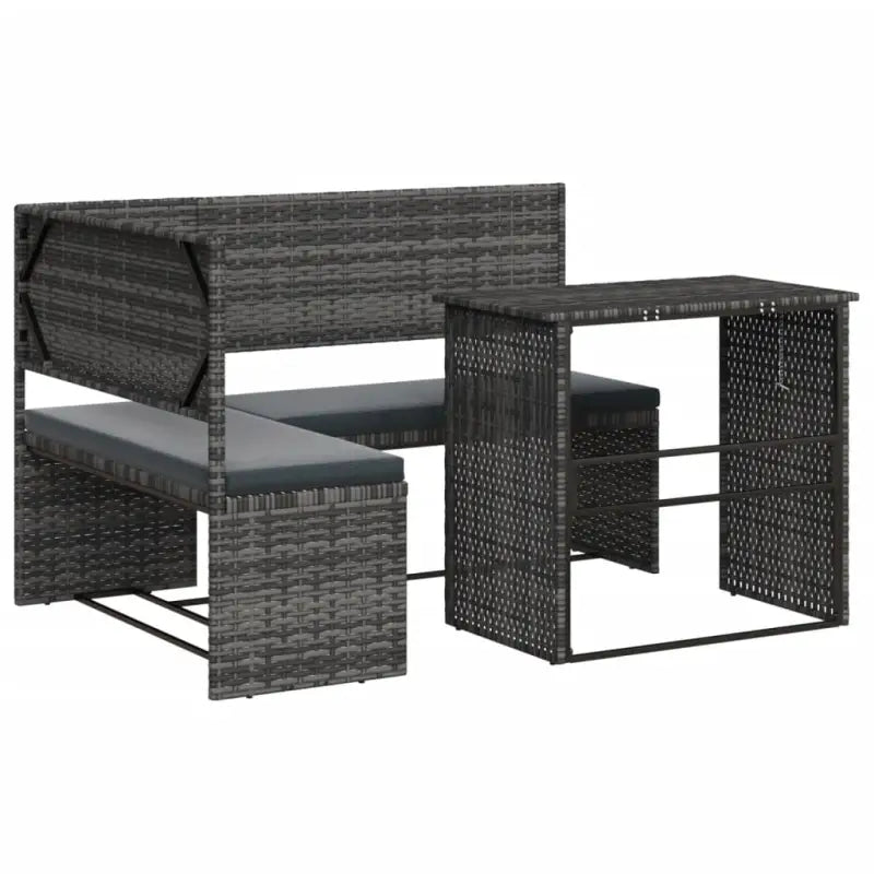 L-vormige tuinbank met inklapbare tafel en poly rattan voor buitengebruik - Tuinsets