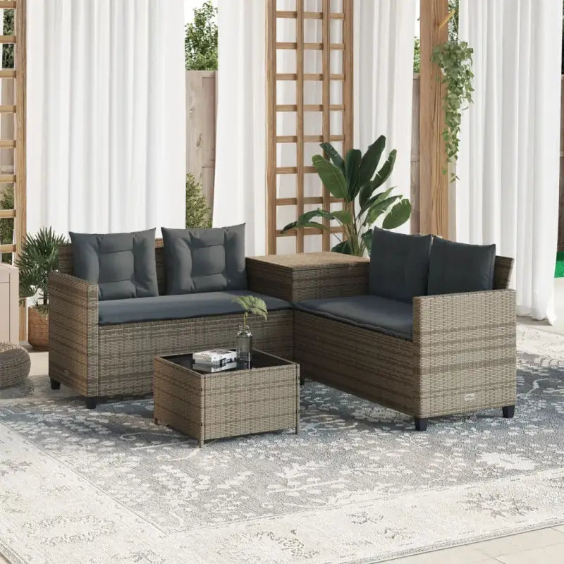 L-vormige tuinbank met poly rattan en waterdichte zak for easy cleaning - Tuinsets