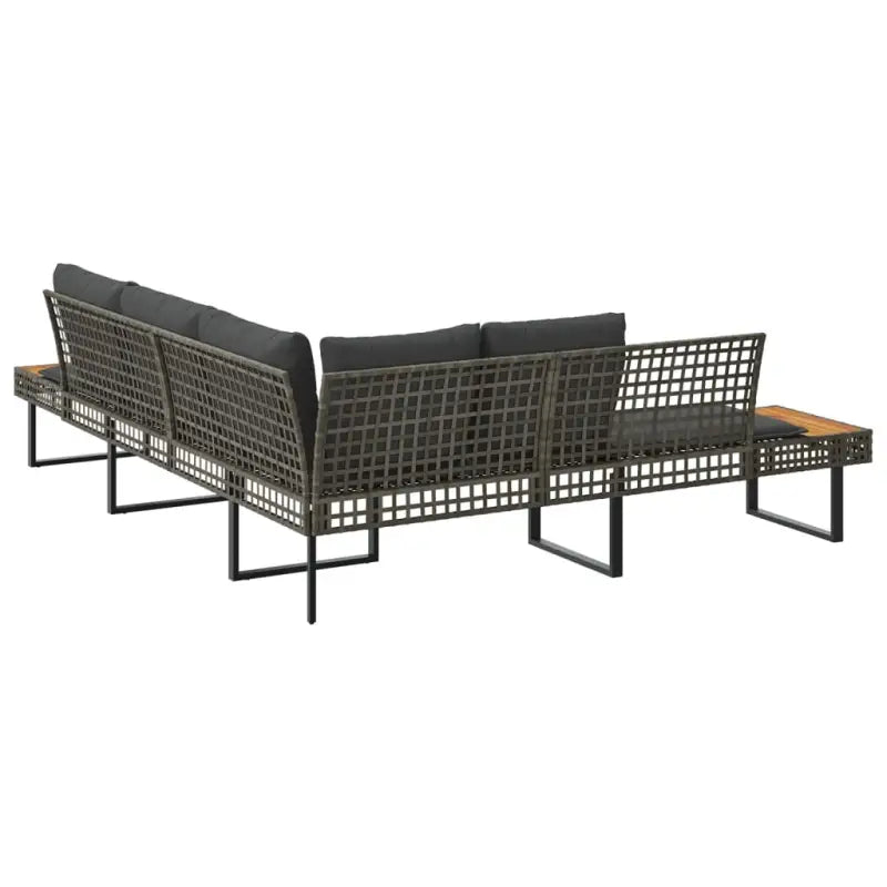 L-vormige tuinbank van poly rattan en gepoedercoat staal voor comfortabele zitervaring - Loungebanken