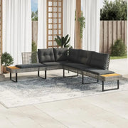 L-vormige tuinbank van poly rattan en gepoedercoat staal voor comfortabele zitervaring - Loungebanken
