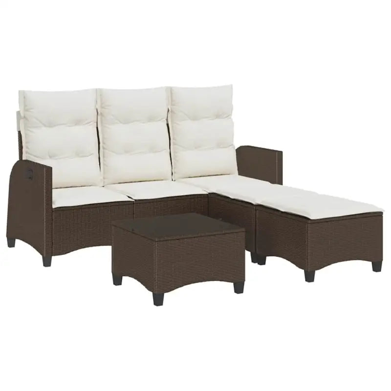 L-vormige tuinbankset met poly rattan en wasbare hoes voor tuin of terras - Tuinsets