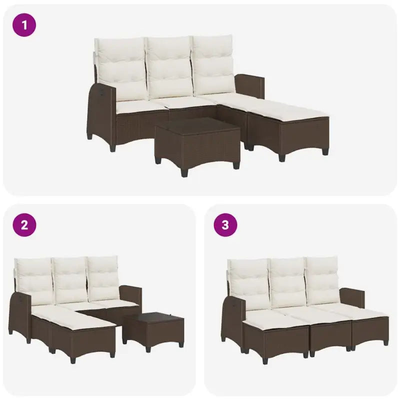 L-vormige tuinbankset met poly rattan en wasbare hoes voor tuin of terras - Tuinsets