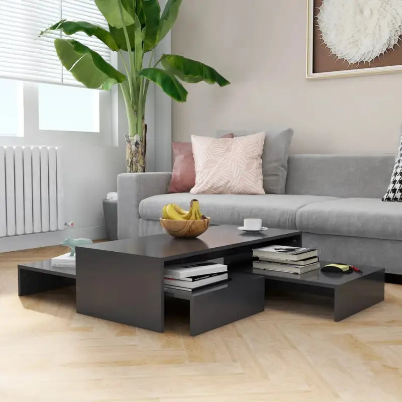 Lage en hoge salontafels van bewerkt hout voor elegantie thuis - Grijs / 1 - Salontafels