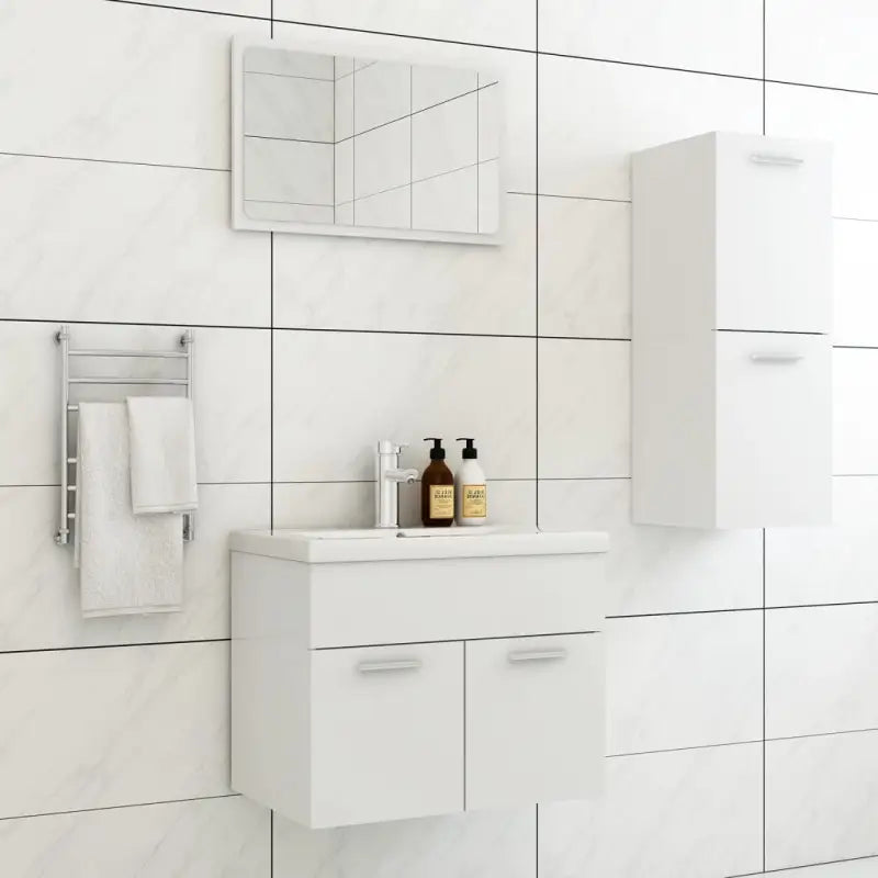 Lage kast badkamermeubelset met strak ontwerp en extra opbergruimte - Wit / 60 x 38.5 x 46 cm - Badkamermeubelsets
