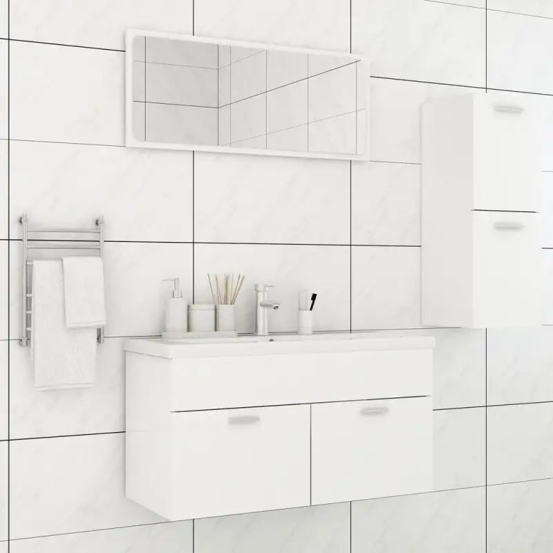 Lage kast badkamermeubelset met strak ontwerp en extra opbergruimte - Wit / 90 x 38.5 x 46 cm - Badkamermeubelsets