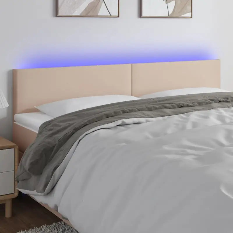LED Hoofdbord en Voetbord in Kunstleer voor de Slaapkamer - Cappuccino / 160 x 5 x 78/88 cm / 1 - Hoofdborden
