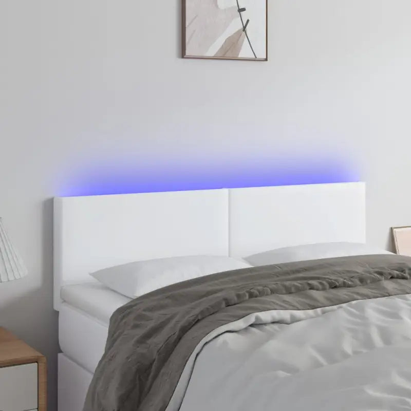 LED Hoofdbord en Voetbord in Kunstleer voor de Slaapkamer - Wit / 144 x 5 x 78/88 cm / 1 - Hoofdborden en voetborden