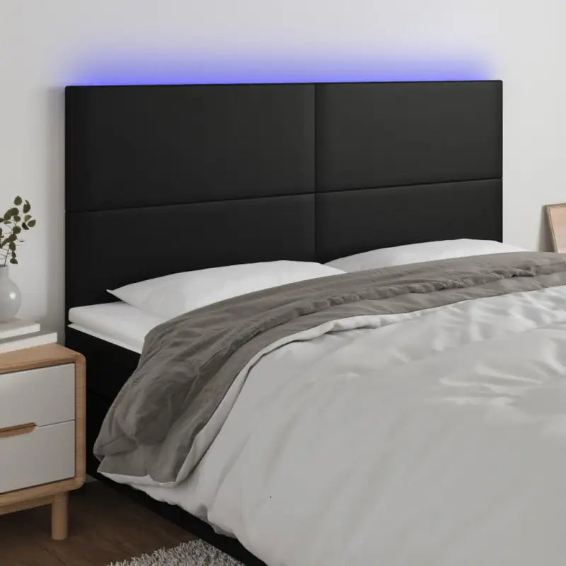 LED Hoofdbord en Voetbord in Kunstleer voor de Slaapkamer - Zwart / 180 x 5 x 118/128 cm / 1 - Hoofdborden en voetborden