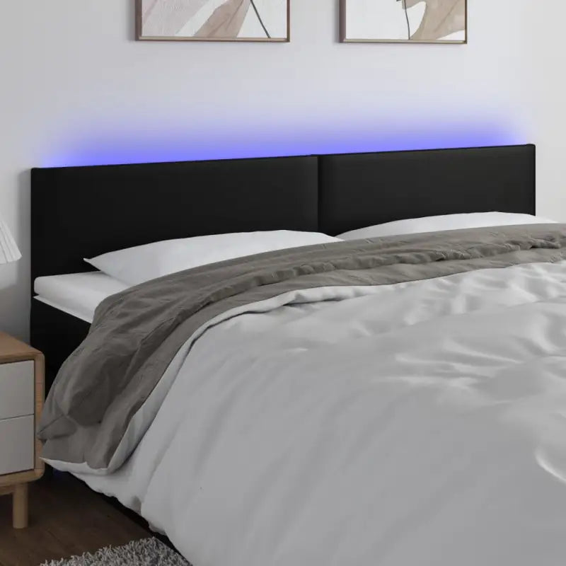 LED Hoofdbord en Voetbord in Kunstleer voor de Slaapkamer - Zwart / 200 x 5 x 78/88 cm / 1 - Hoofdborden en voetborden