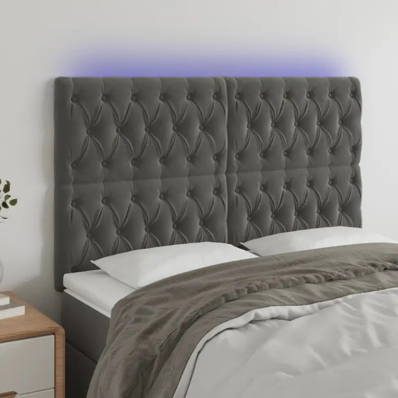 LED hoofdbord voor een modern en stijlvol slaapkameruitzicht - Donkergrijs / 160 x 7 x 118/128 cm / 1 - Hoofdborden