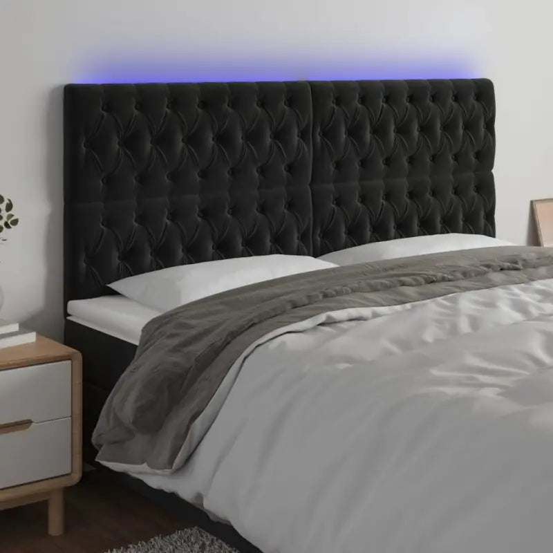 LED hoofdbord voor een modern en stijlvol slaapkameruitzicht - Zwart / 180 x 7 x 118/128 cm / 1 - Hoofdborden