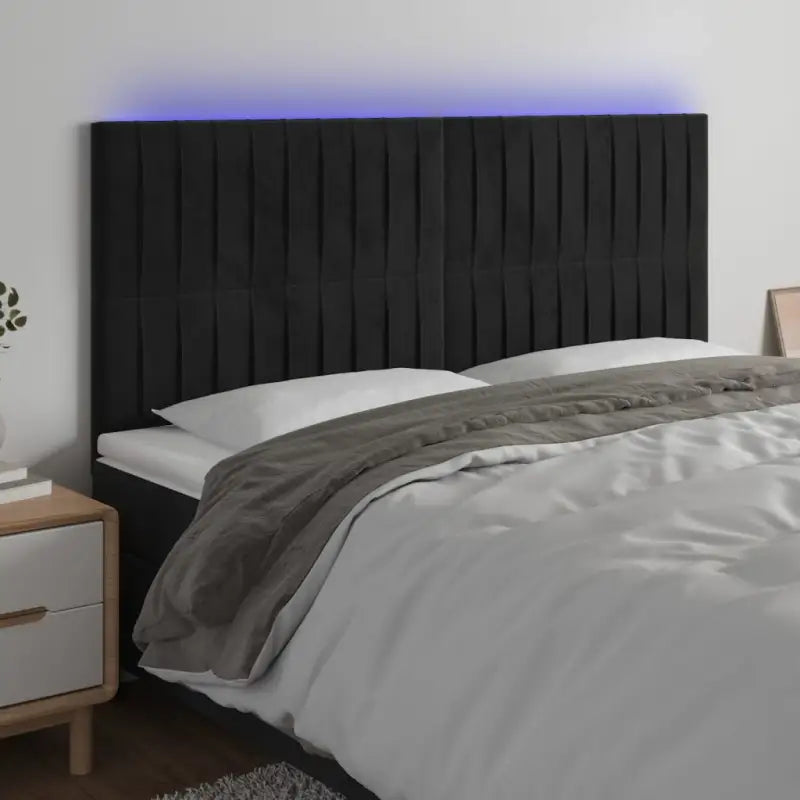 LED Hoofdbord voor een moderne slaapkamer uitstraling - Zwart / 200 x 5 x 118/128 cm / 1 - Hoofdborden en voetborden
