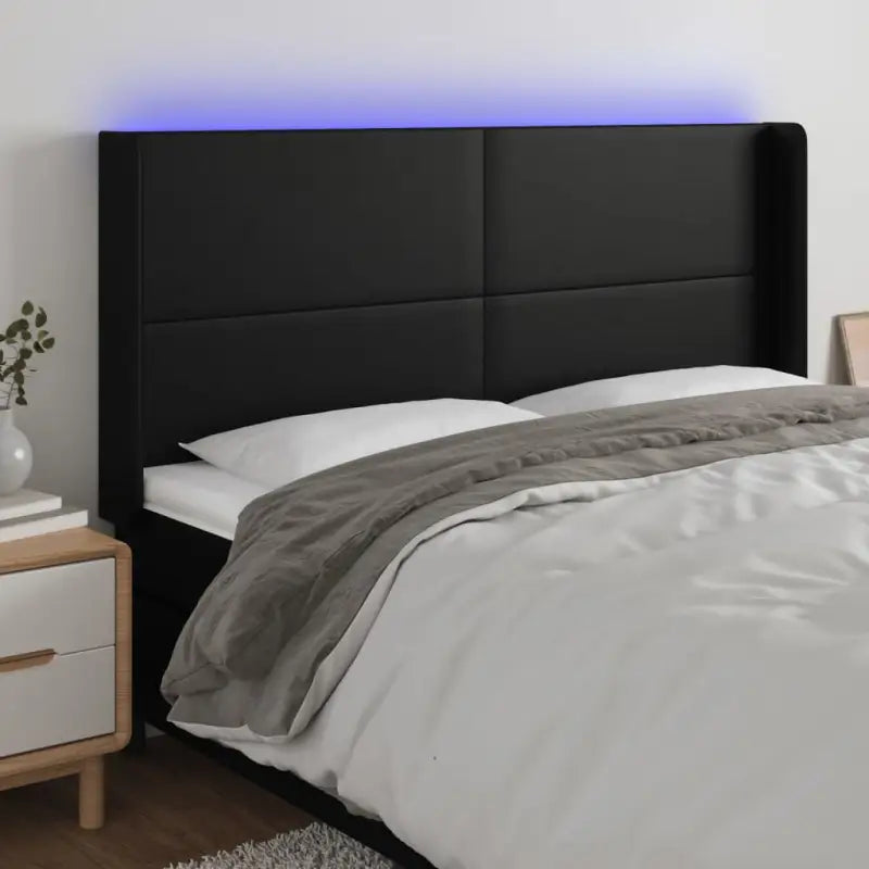 LED Hoofdbord voor een stijlvolle en duurzame slaapkamer uitstraling - Zwart / 163 x 16 x 118/128 cm / 1 - Hoofdborden