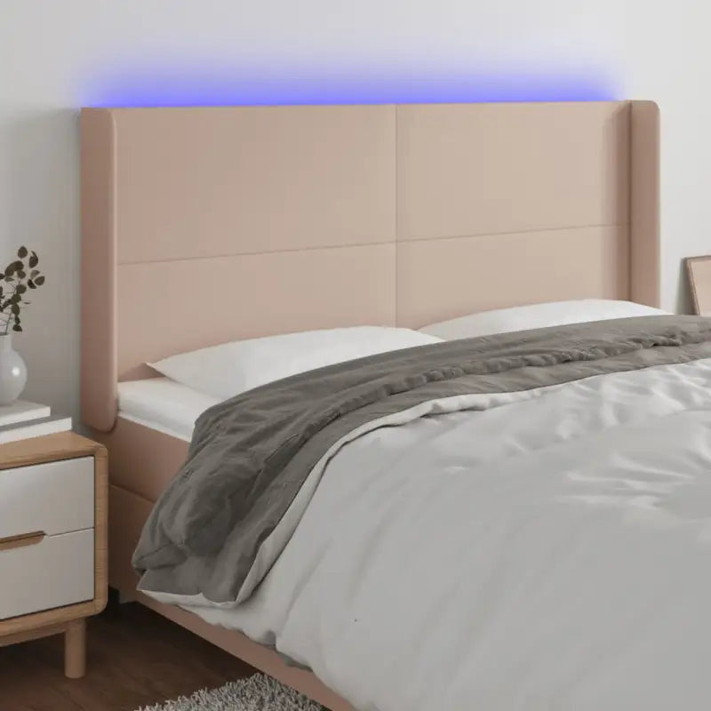 LED Hoofdbord voor een stijlvolle en duurzame slaapkamer uitstraling - Cappuccino / 203 x 16 x 118/128 cm / 1