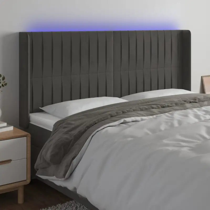 Leslicht hoofdeinde en voetbord voor een moderne slaapkamer - Donkergrijs / 203 x 16 x 118/128 cm / 1 - Hoofdborden