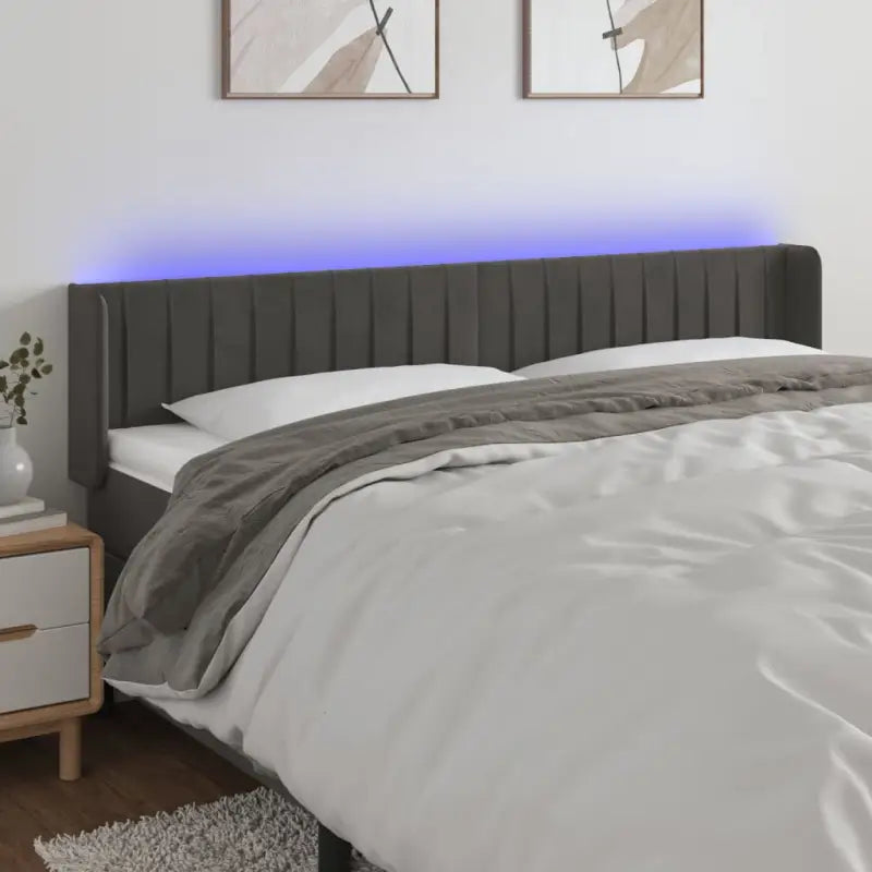 Leslicht hoofdeinde en voetbord voor een moderne slaapkamer - Donkergrijs / 183 x 16 x 78/88 cm / 1 - Hoofdborden