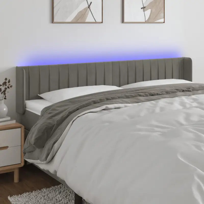 Leslicht hoofdeinde en voetbord voor een moderne slaapkamer - Lichtgrijs / 203 x 16 x 78/88 cm / 1 - Hoofdborden