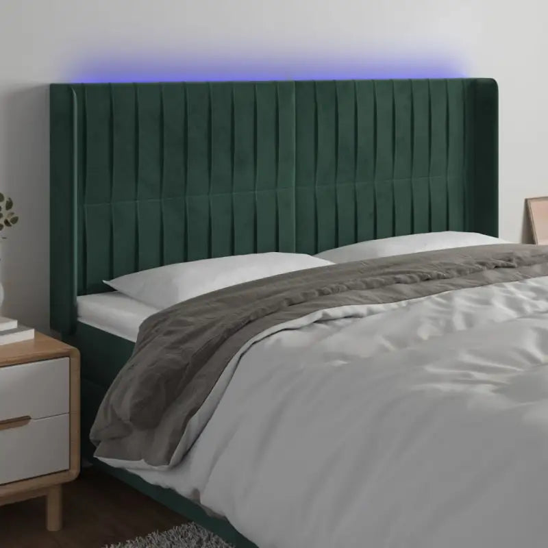 Leslicht hoofdeinde en voetbord voor een moderne slaapkamer - Donkergroen / 203 x 16 x 118/128 cm / 1 - Hoofdborden