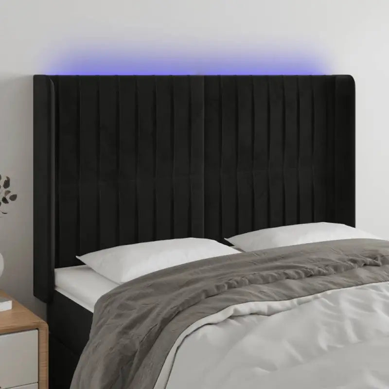 Leslicht hoofdeinde en voetbord voor een moderne slaapkamer - Zwart / 147 x 16 x 118/128 cm / 1 - Hoofdborden