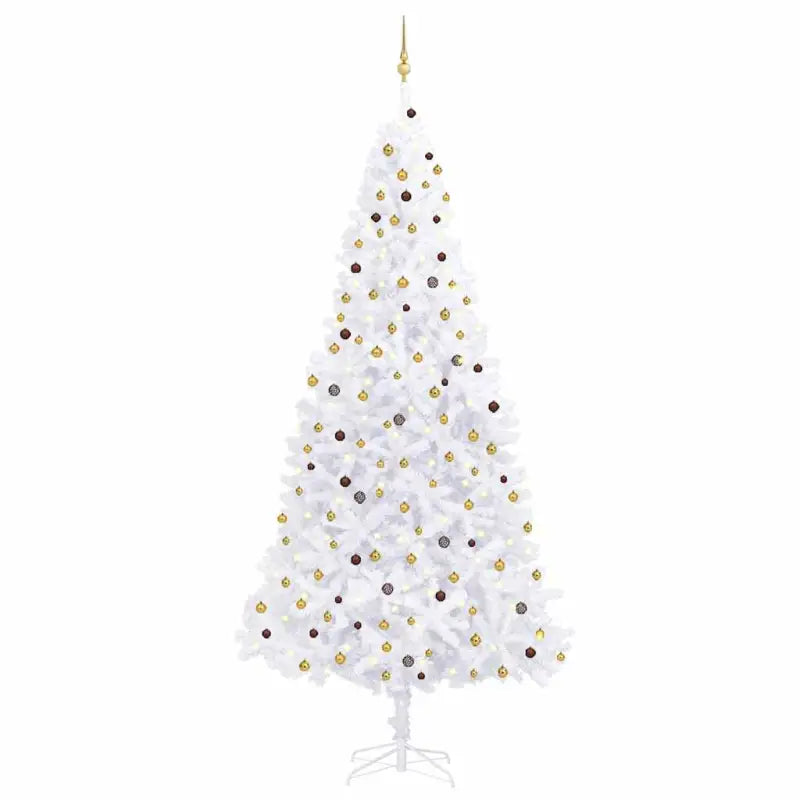 Levendige kunstkerstboom met realistische PVC takken - Wit en goud / 300 x 155 cm / 1 - Kerstbomen