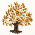 Levensboom metalen wanddecoratie met goudkleurige bladeren