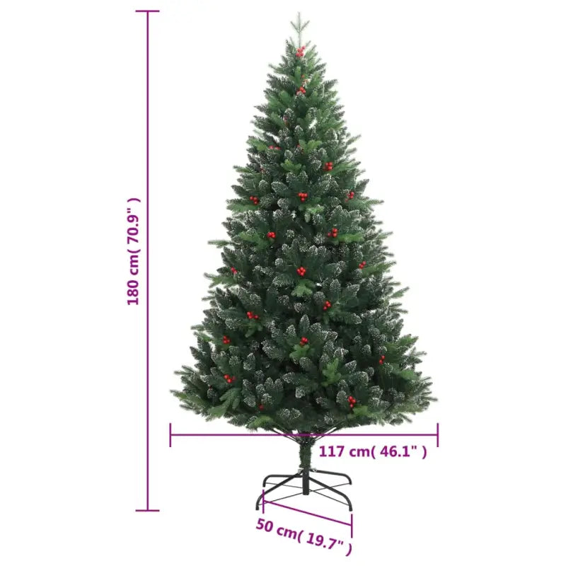 Levensechte kunstkerstboom met rode bessen en automatische takken - Kerstbomen