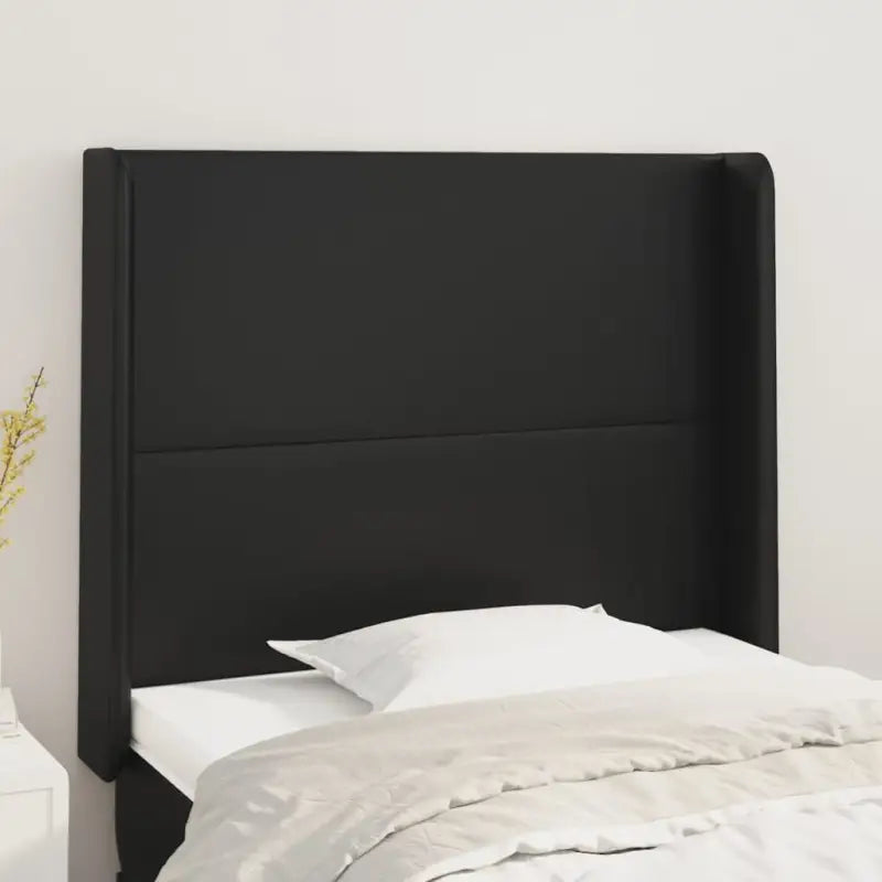 Levering bevat een klassiek hoofdbord met trendy ontwerp en hoogwaardig kunstleer - Zwart / 83 x 16 x 118/128 cm / 1