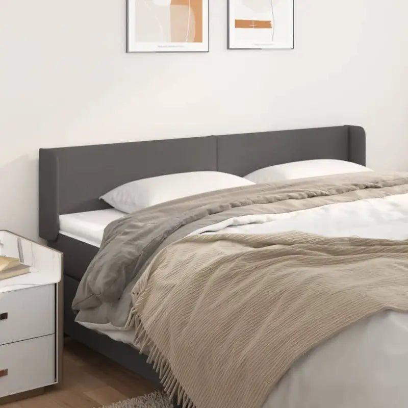 Levering bevat een klassiek hoofdbord met trendy ontwerp en hoogwaardig kunstleer - Grijs / 203 x 16 x 78/88 cm / 1