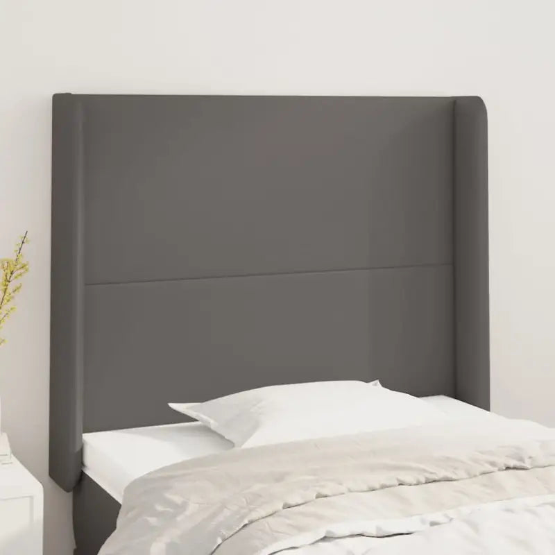 Levering bevat een klassiek hoofdbord met trendy ontwerp en hoogwaardig kunstleer - Grijs / 103 x 16 x 118/128 cm / 1