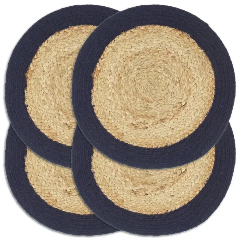 Levering bevat handgeweven jute placemats voor een unieke keukenlook - Marineblauw / 4 / Jute en katoen - Placemats