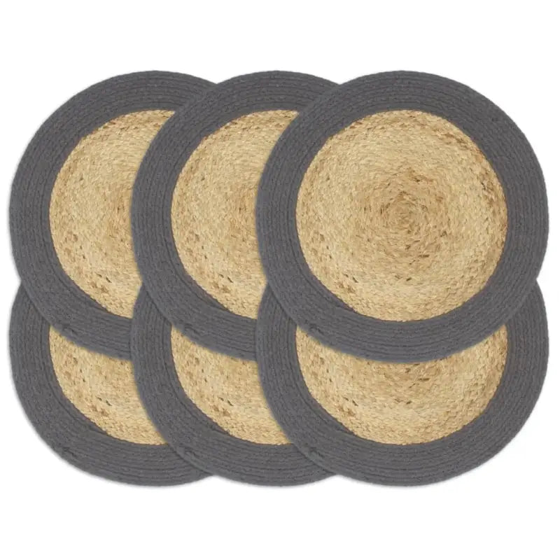 Levering bevat handgeweven jute placemats voor een unieke keukenlook - Antraciet / 6 / Jute en katoen - Placemats